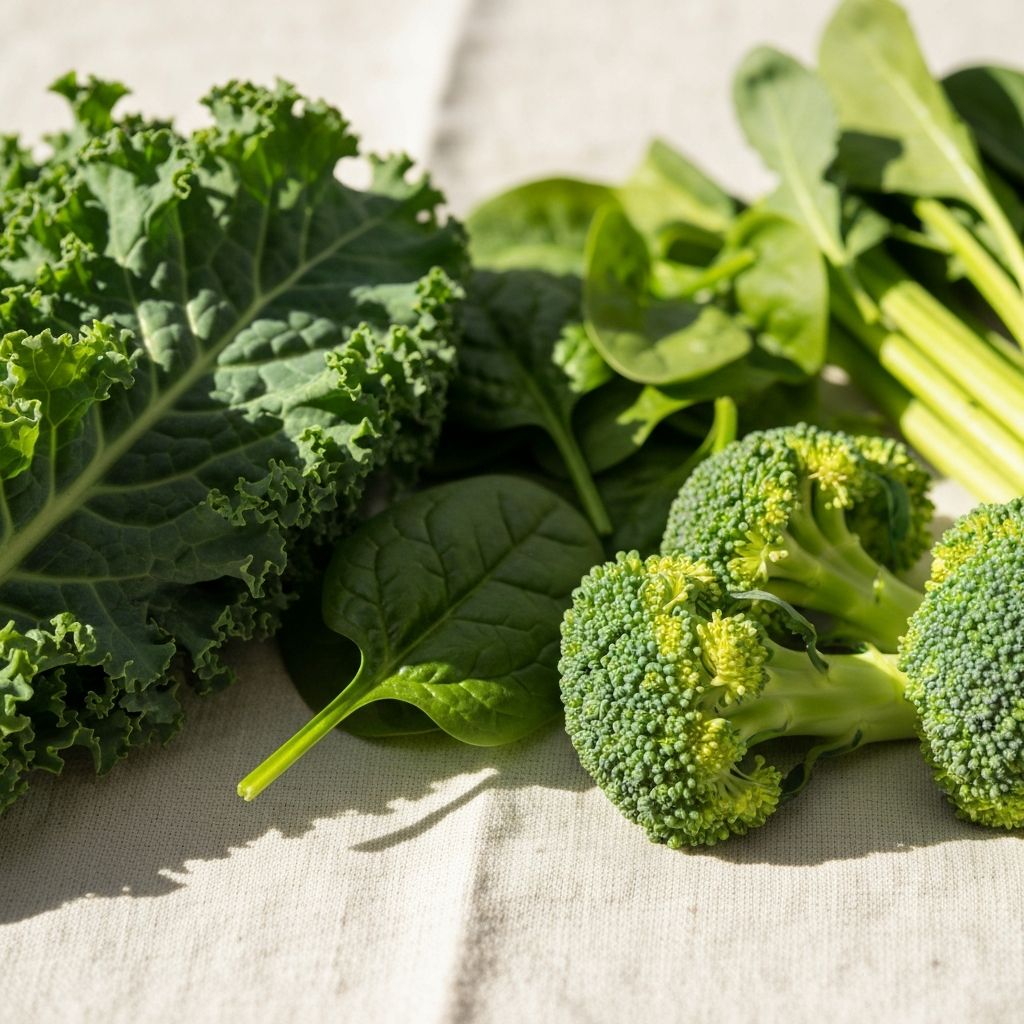 Świeże warzywa liściaste na lnianej tkaninie