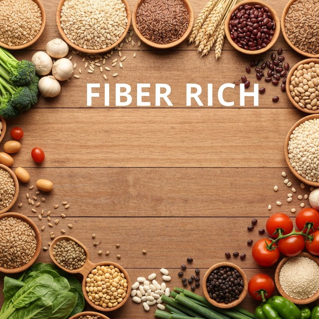 Pełnoziarniste produkty, warzywa i owoce bogate w błonnik