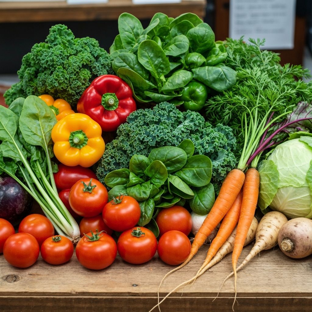 Kolorowa różnorodność świeżych warzyw i owoców